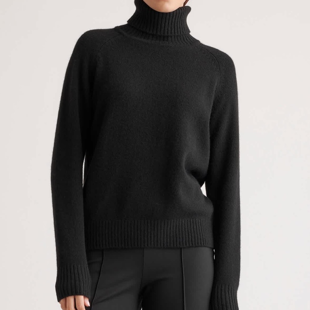 QUINCE WOMENS BLACK WOOL TURTLENECK SWEATER XS